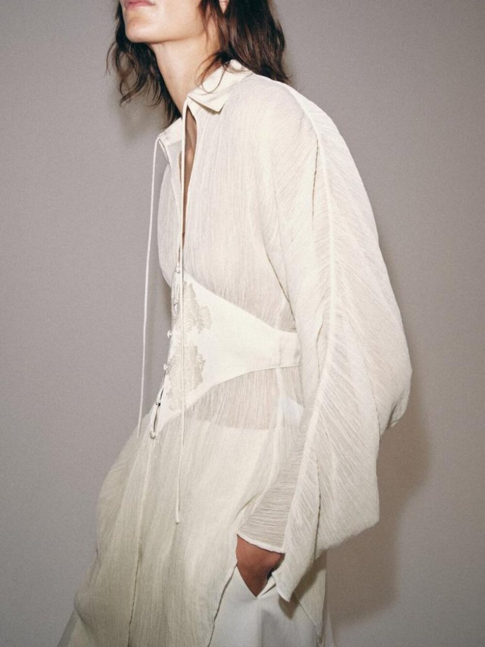 ZARA ZW COLLECTION GEORGETTE LACE BLOUSE